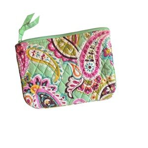 Vera Bradley Green and Pink Paisley Cosmetic Bag